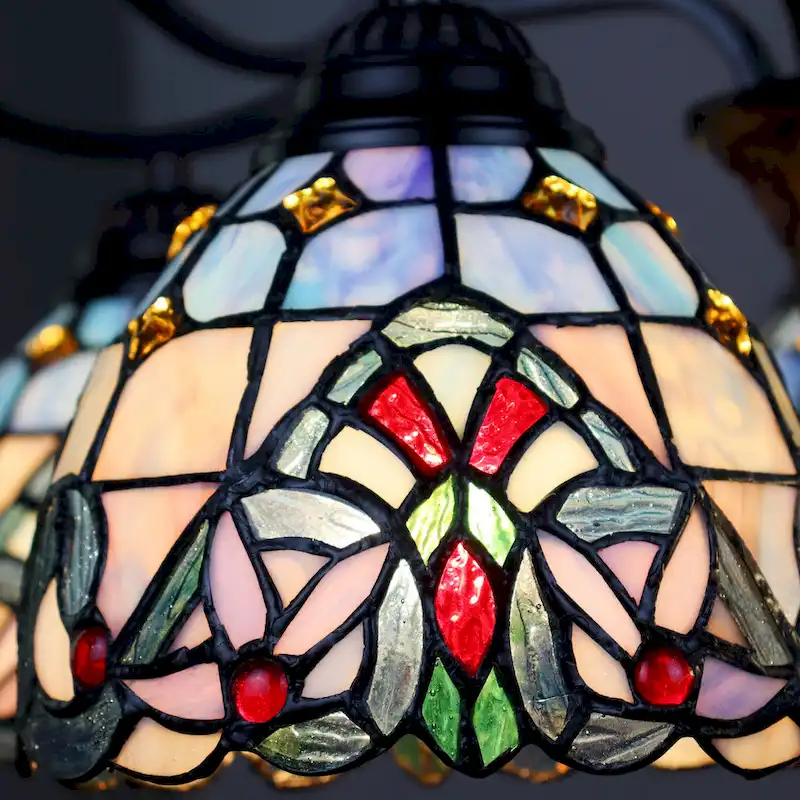 Tiffany-Style Victorian-Design 5-light Dark Bronze Pendant