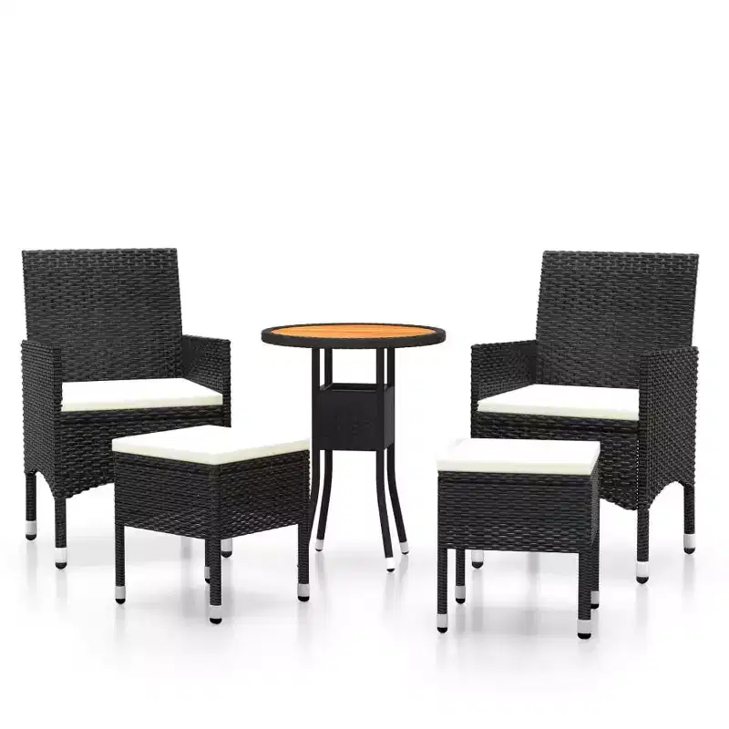vidaXL Garden Lounge Set Black, Cream White