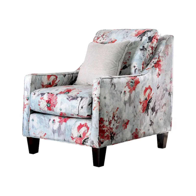 Lilu Transitional Ivory Chenille Linen Upholstered Accent Chair by Furniture of America