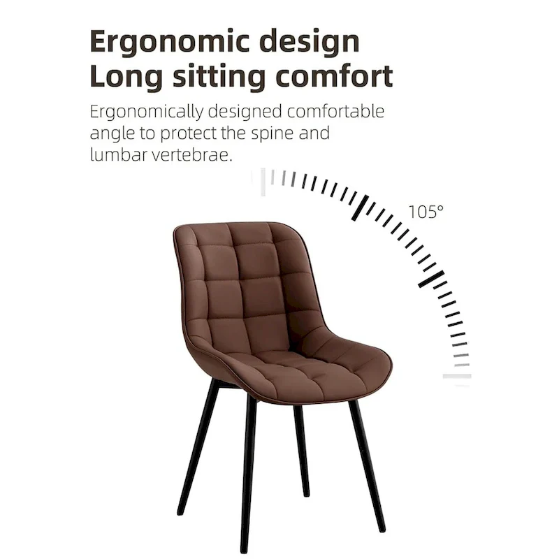 XINMICS Modern Upholstered Faux Leather Dining Chairs Set of 2