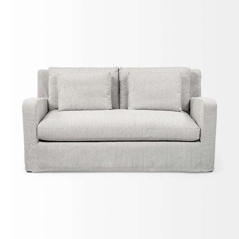 Denly I Beige Slipcover Two Seater Sofa