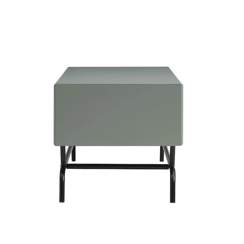 Modern 42-inch Double Drawer Metal Leg Coffee Table