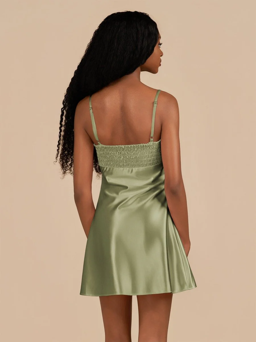 Olive - Sheath Spaghetti Straps Satin Homecoming Dress