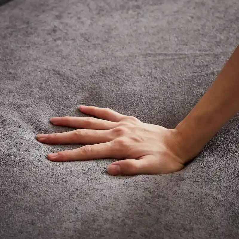 Grey 61.5  Chenille 3-Seater Tufted Sofa with Copper Nail Arms, 2 Pillows