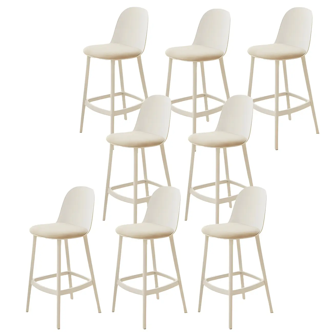 Modern Plastic Upholstered Bar Stool with Footrest
