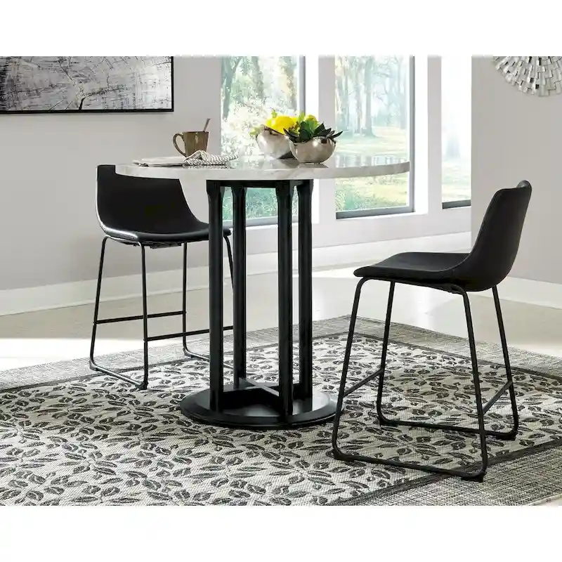 White/Black Circular Counter Height Table