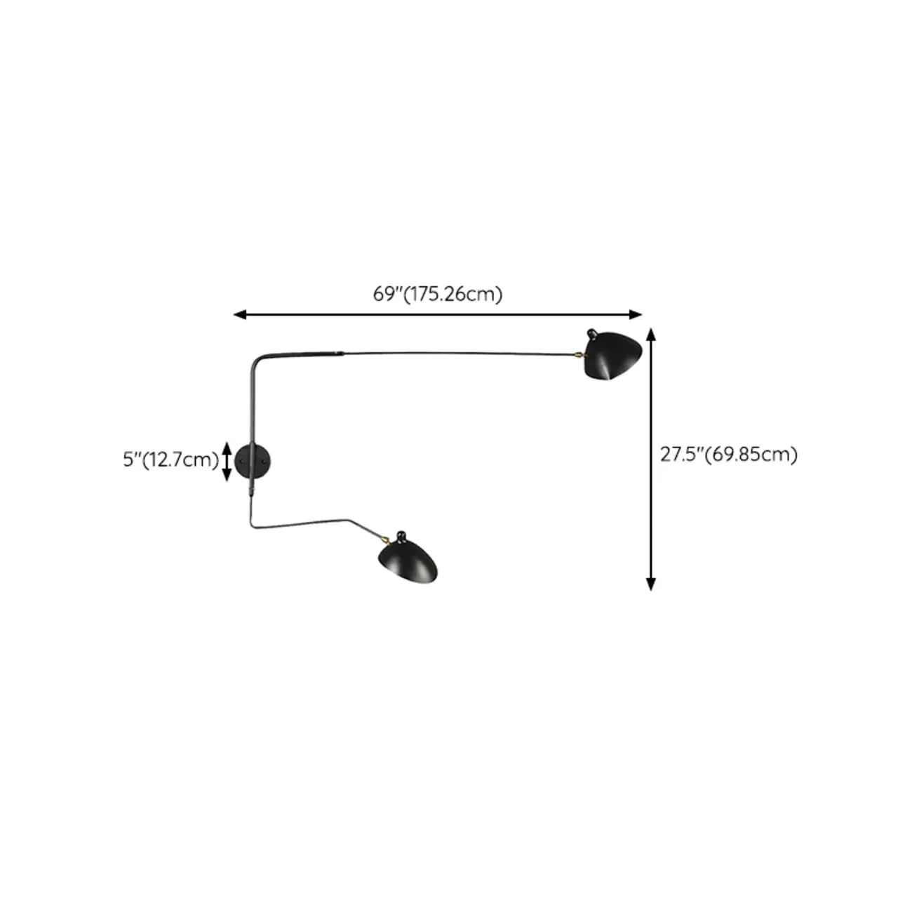 2-Light and 1-Light Metal Black Swing Arm Wall Light