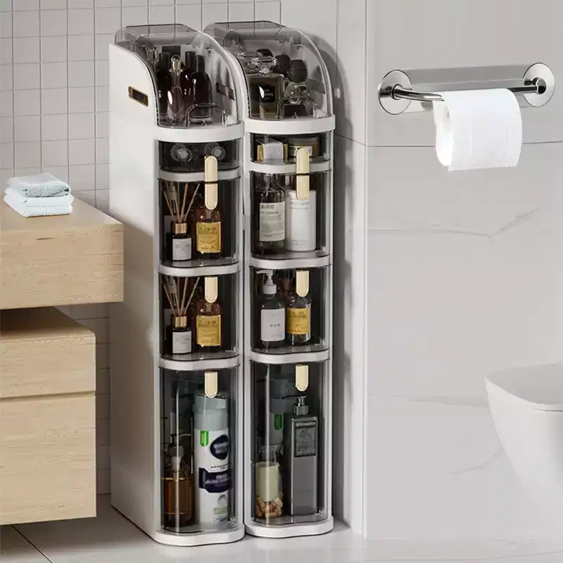 Plastic Storage Cabinet - 18Cm Narrow Size, Drawer Style, Multi-Layer, Space-Saving, Kitchen and Bathroom Storage Organizer