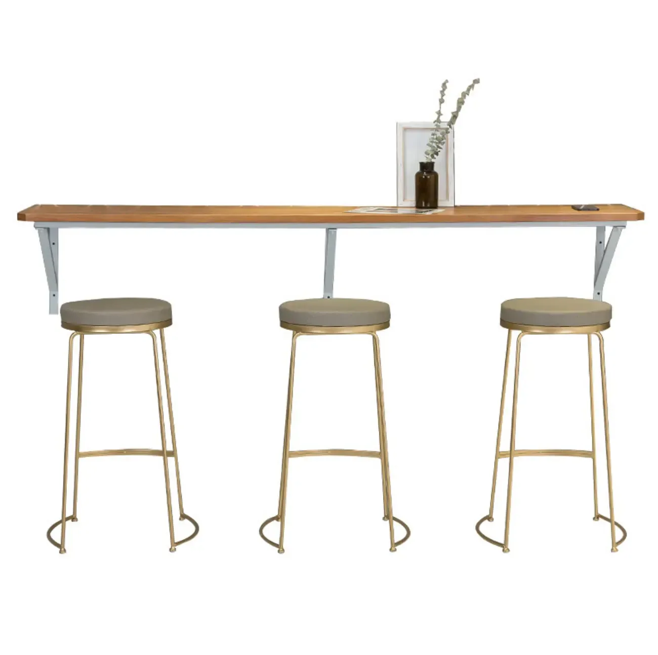 Rectangular Solid Wood Wall Mounted Bar Table