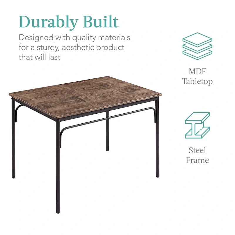 5-Piece Dining Table Set with 4 Upholstered Chairs, Brown