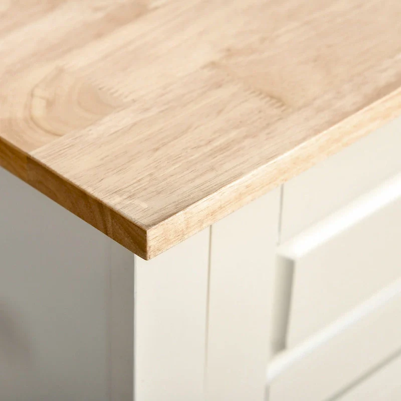 Rolling Kitchen Island Cart with Drawer and Cabinet - Black/Grey/Cream White