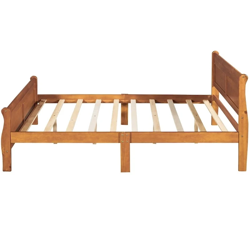 Wood Twin Sleigh Bed with Headboard and Footboard