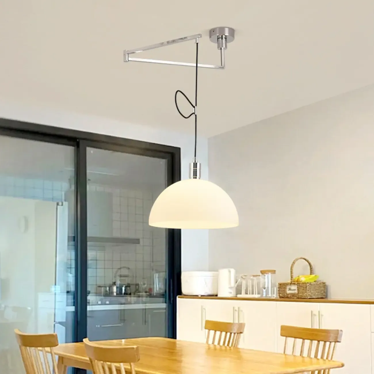 Minimalist Bowl Shape Hanging LED Pendant Light for Dining Room