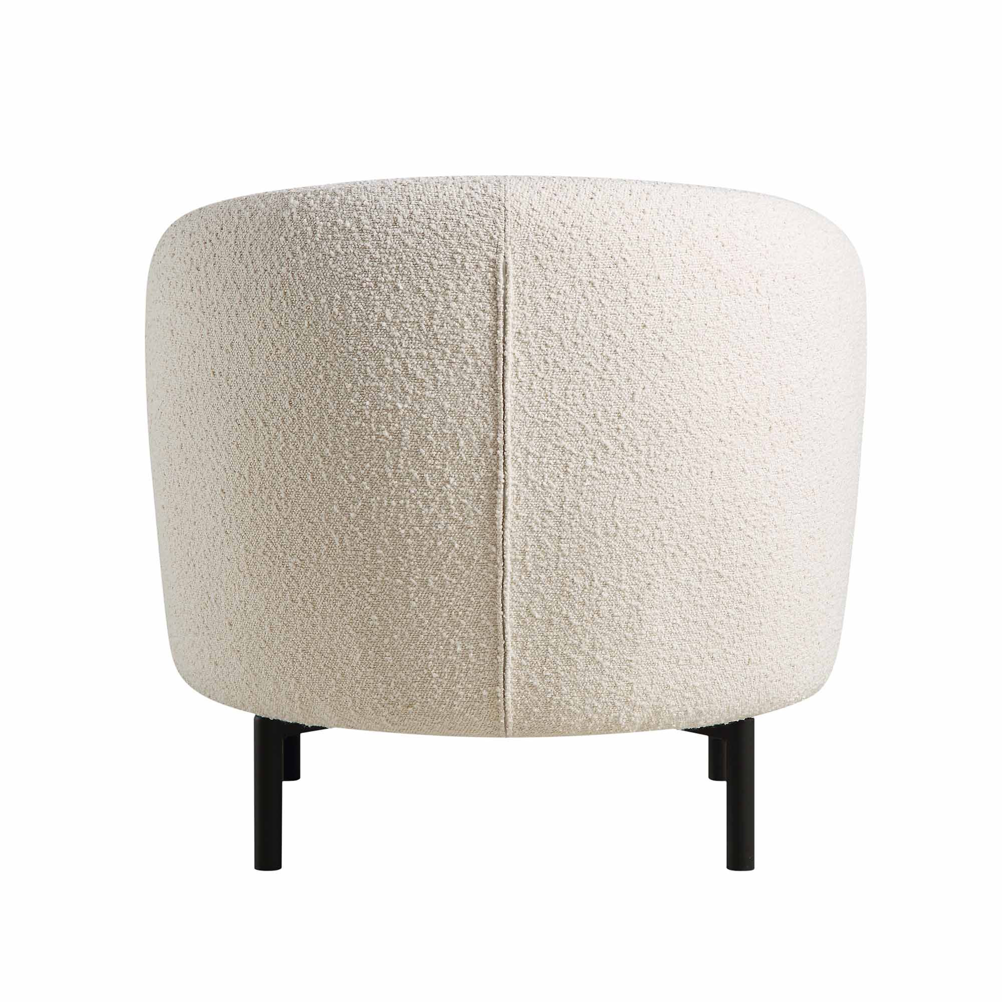 Armchair with Ball Cushion, Ecru Boucle
