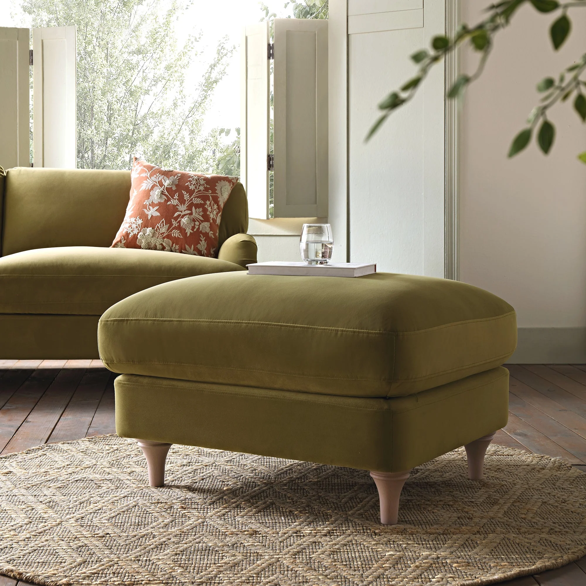 Fudge Velvet Sofa, Footstool