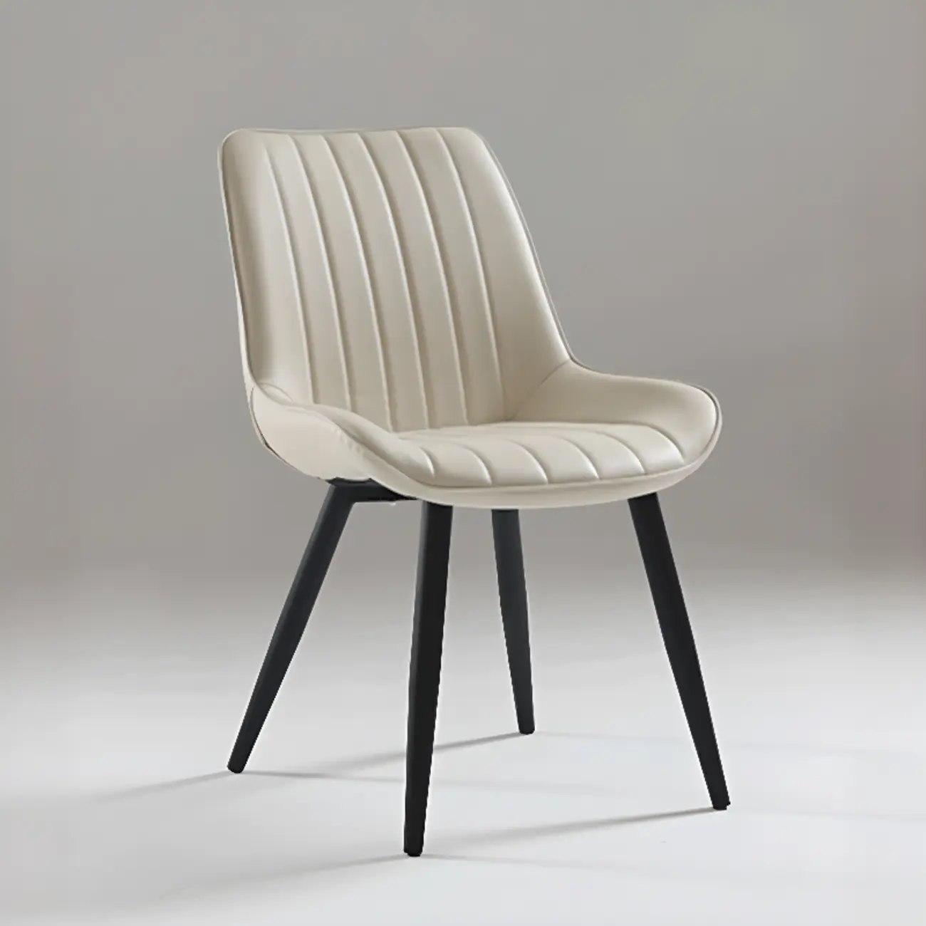 Minimalist Low Back Trufted Leather Upholstered Dining Chair