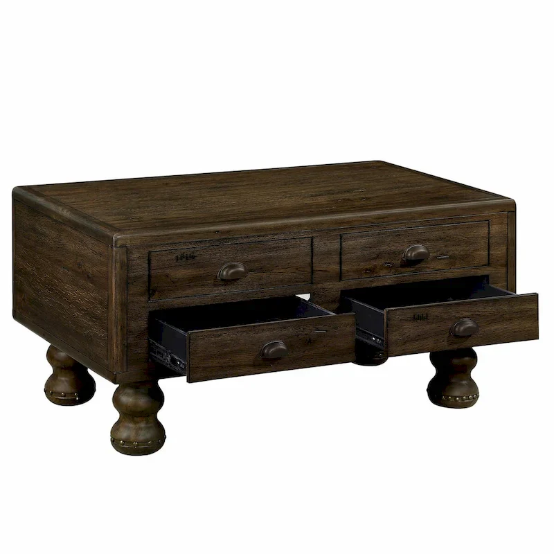 40 Solid Wood Rectangle Coffee Table with 4 Drawers