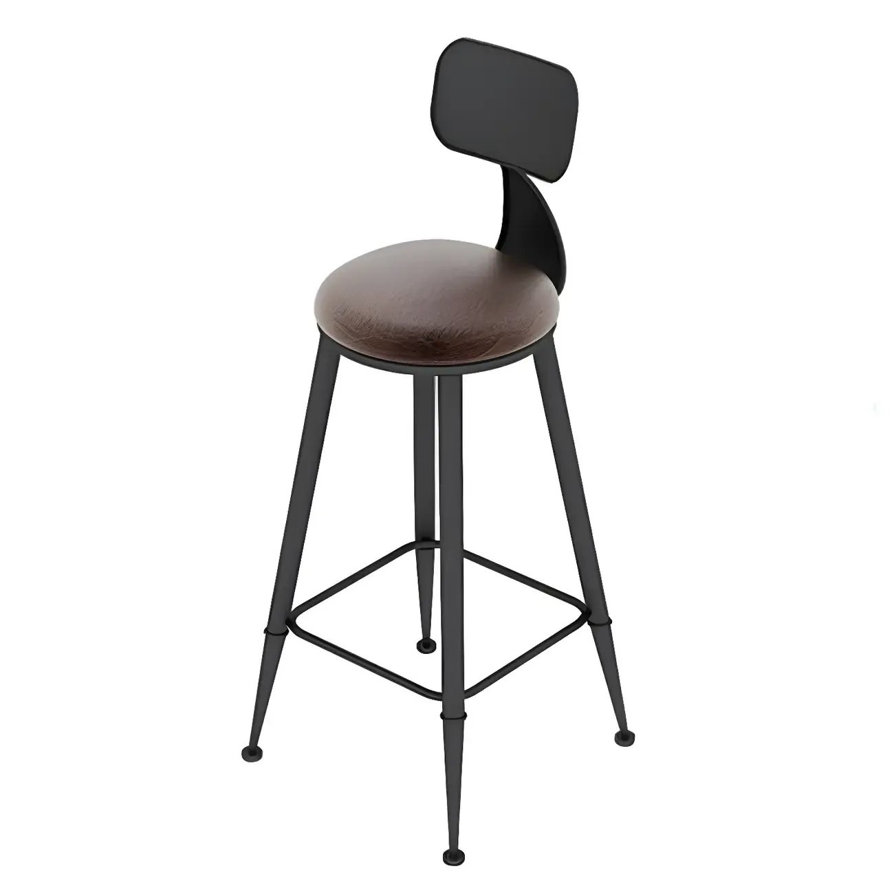 Modern Wooden Bar Height Table with Metal Base Design