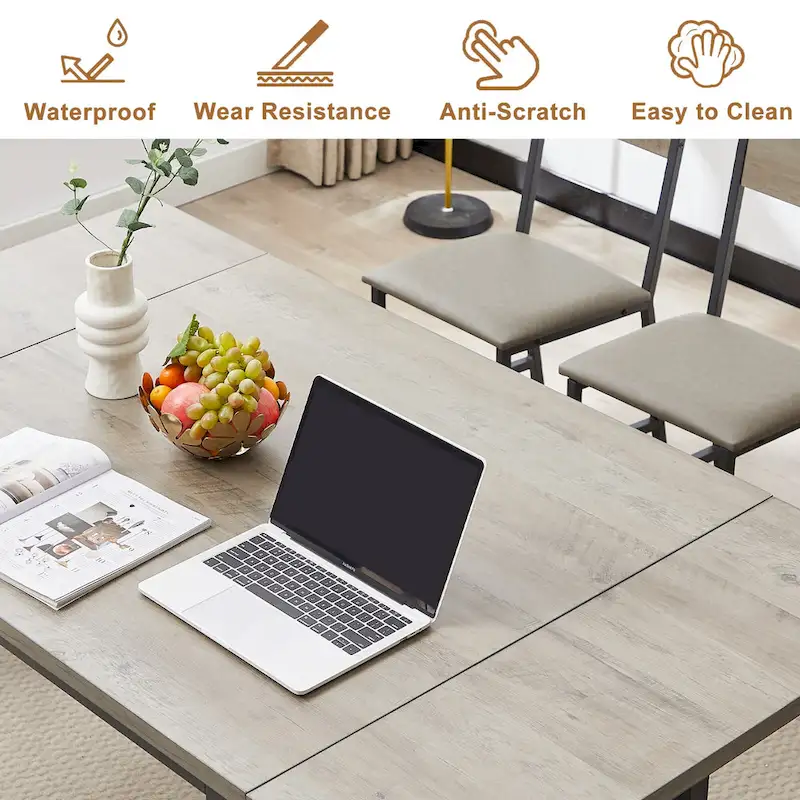 Modern Industrial 63.2  Extendable Dining Table w/Drop Leaf, Seats 6