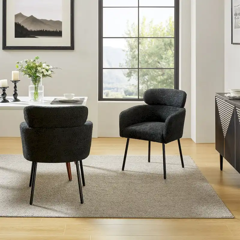 Amos Modern Boucle Dining Chair with Adjustment Feet Set of 2 by HULALA HOME