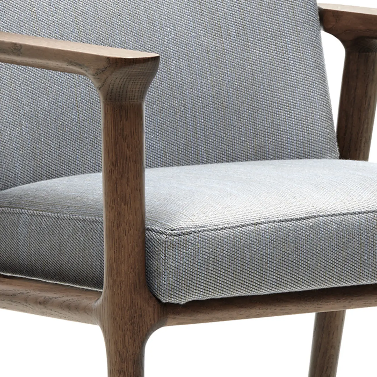 Modern Upholstered Dining Chair Square Shape with Wood Arms
