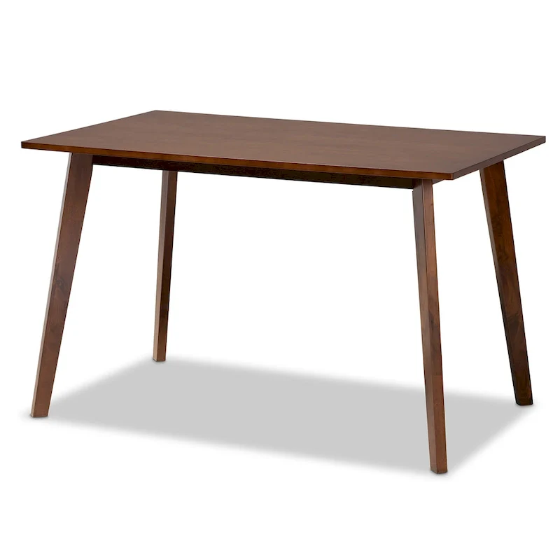 Mid-Century Rectangular Rubberwood Dining Table with Splayed Legs – Walnut – Seats 4