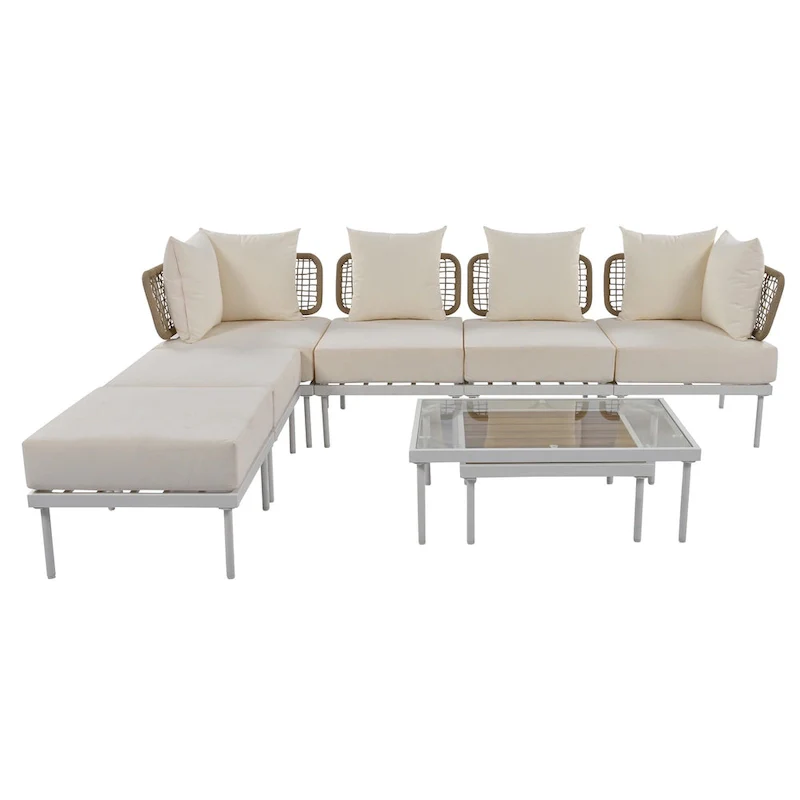 8-Piece Patio Sectional Sofa Set with Coffee Table