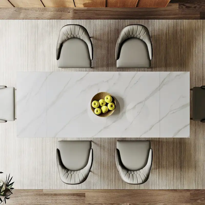 9 - Piece Extendable Rectangular Sintered Stone Cross Legs Dining Set With 8 Chairs