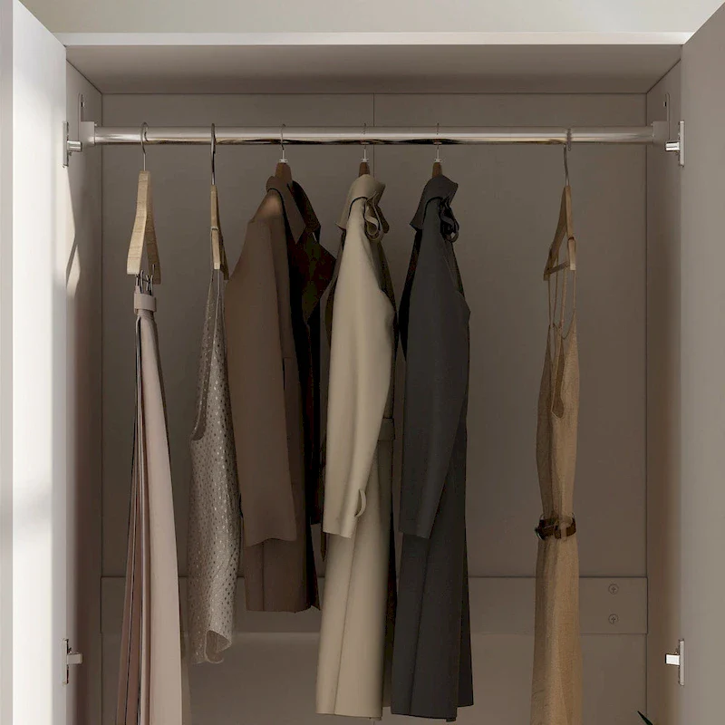 White / Black 2-Door Armoire with Drawer and Garment Rod