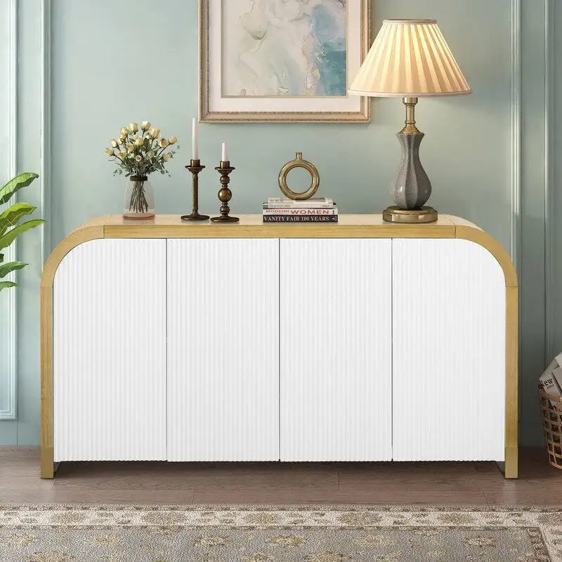 60 Curved Corner Cabinet Sideboard with Adjustable Shelves