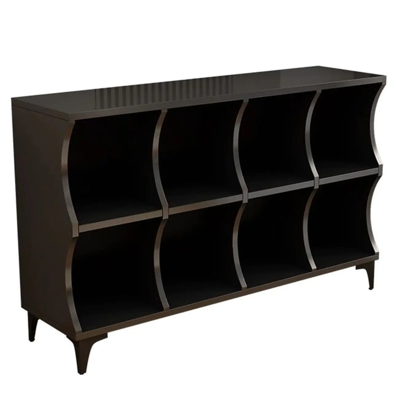 Modern Black Wooden 2-Tier Modular Cube Bookcase