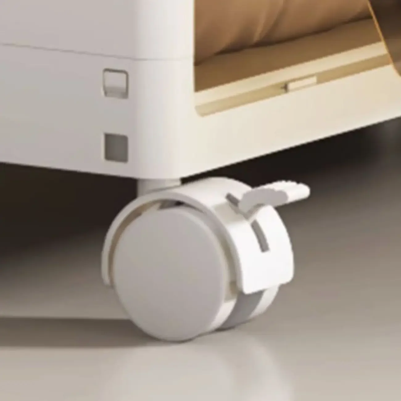 Hallway White Plastic Drop-Front Shoe Cabinet with Casters