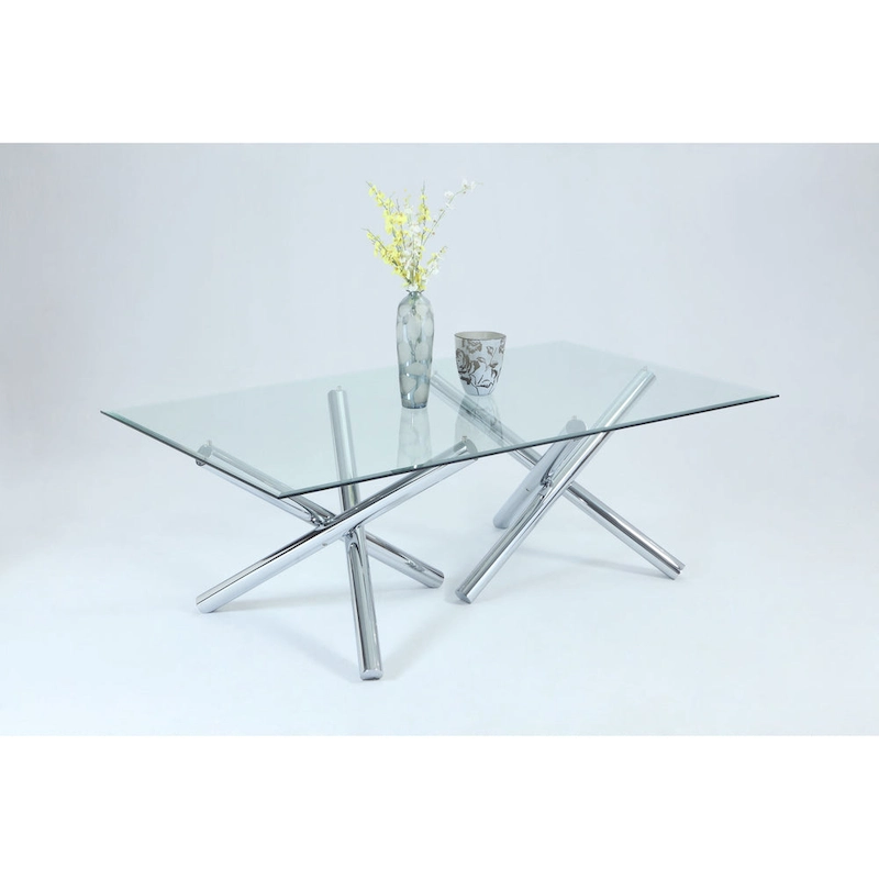 Somette Leilany 42 x 72 Rectangular Dining Table - Stainless Steel