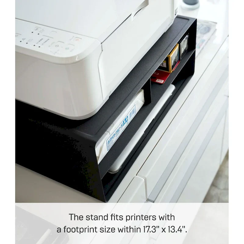Black / White Rolling Printer Stand with Storage, Steel, Single-User