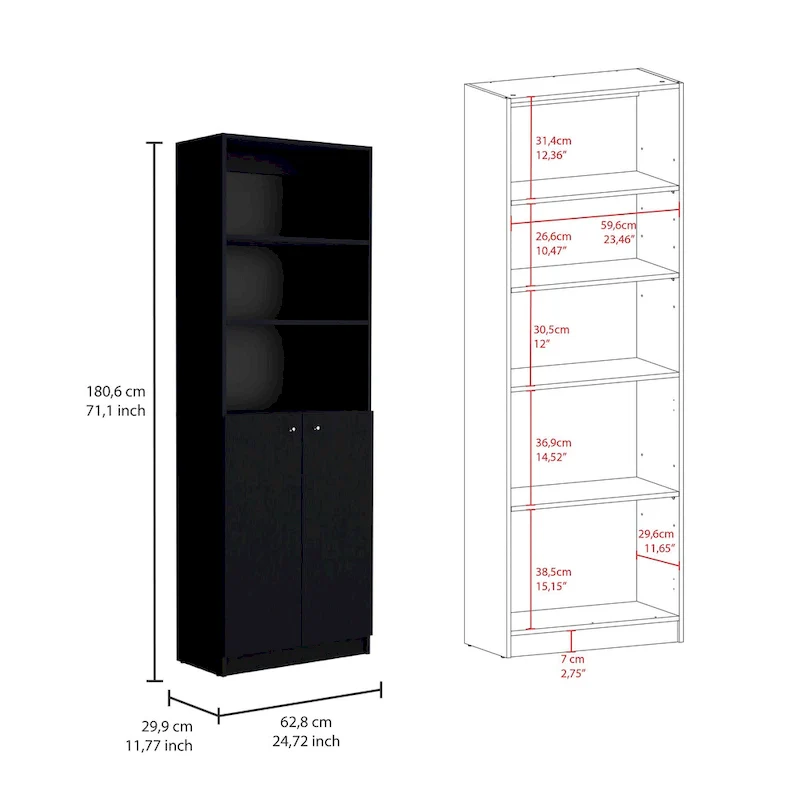 3pc Bookcase set 74 Wide 4-Shelf Double Cabinet