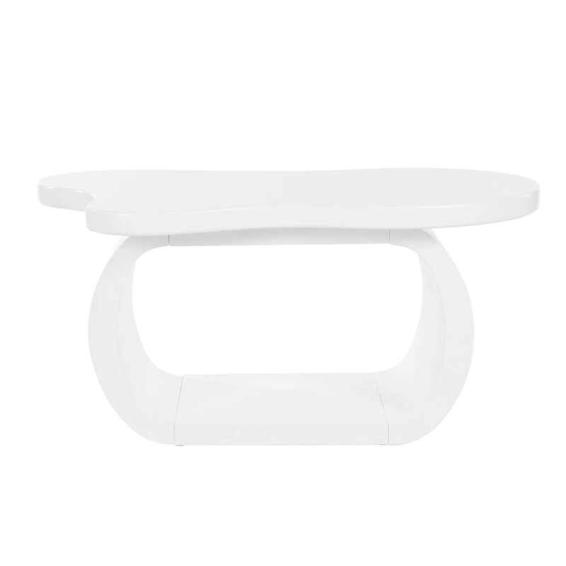 Modern Cloud Coffee Table with 1.5 Thick Tabletop,Cream Style Irregular End Table with Curved Legs,Unique Design Accent Table