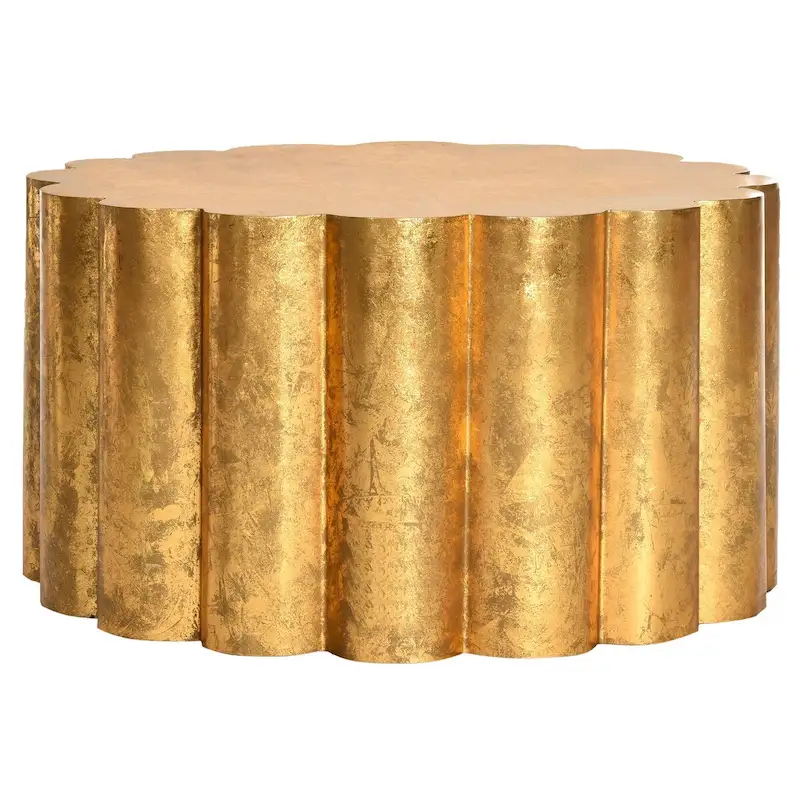 Gold Drum Coffee Table, 28W x 28D x 15H in.