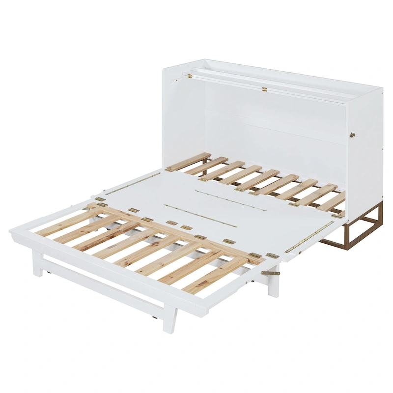 Queen Murphy Bed with Cabinet Design, Multi-Functional, 400lb Capacity