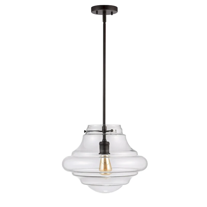 SAFAVIEH Lighting Kyrah Oil Rubbed Bronze Led Adjustable Pendant - 15  W x 15  L x 20.5-50.5  H