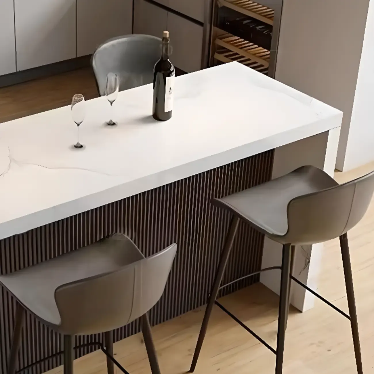 Rectangle White Marble Counter Height Bar Tables