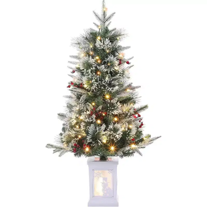 Acekool 3ft Flocked Tabletop Tree: Instant Seasonal Ambiance with Wireless Lighting