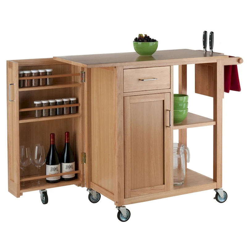Douglas Utility Kitchen Cart, Natural - 42.52 x 18.98 x 35.63 inches