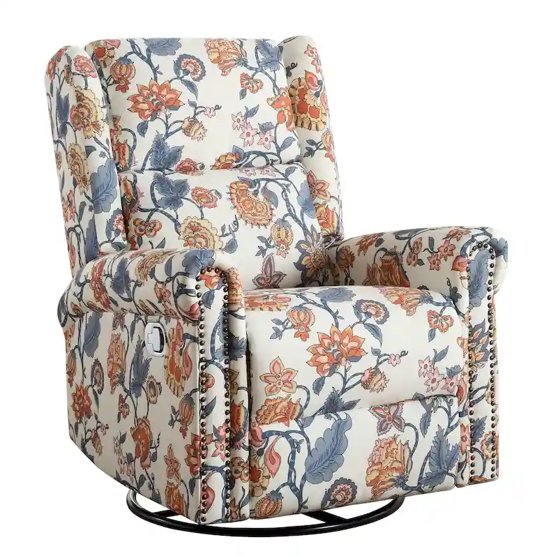 Floral Wingback Manual Recliner – Swivel, Rocking & Glider Chair