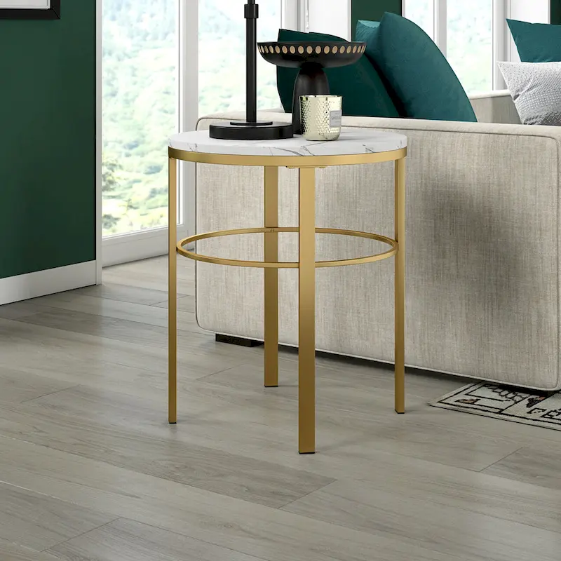 Gaia 20 Wide Round Side Table with Faux Marble Top