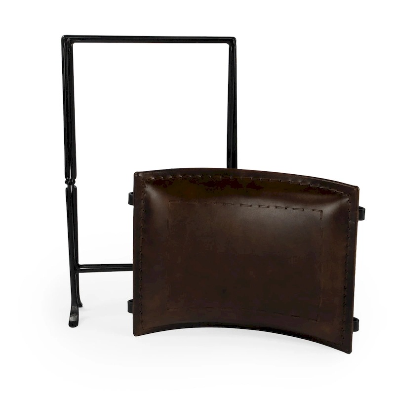 Handmade Butler Melton Leather Stool (India)