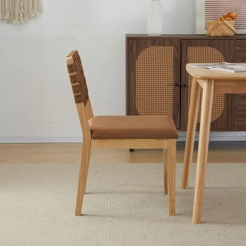 Mid Century Modern Wooden Dining Chairs Set of 2