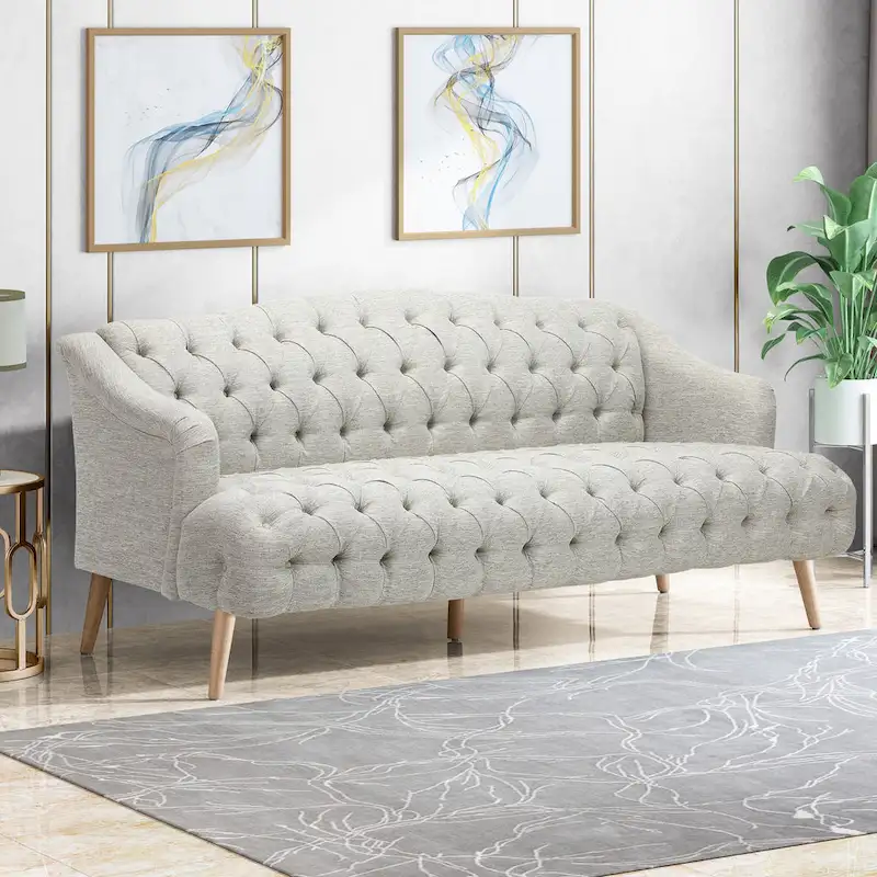 Adelia Modern 3-seat Tufted Fabric Sofa by Christopher Knight Home