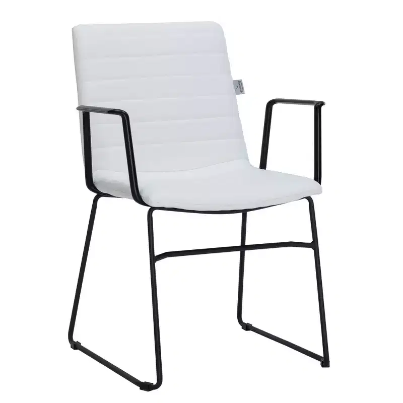 LeisureMod Ergonomic Office Chair Upholstered in Leather/Polyester with Powder-Coated Stainless Steel Frame Padded Seat and Back Zylar Collection
