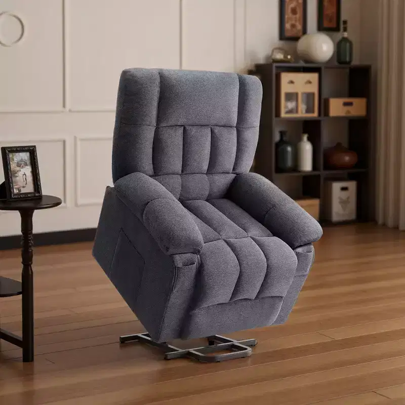 Zeus & Ruta Manual Adjustable Recliner Chair with Breathable Fabric , Side Pockets & High Backrest