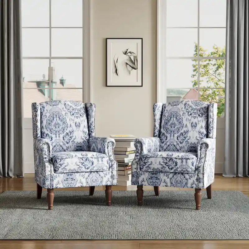 Traditional Nailhead Trim Armchair Accent Chairs Set of 2